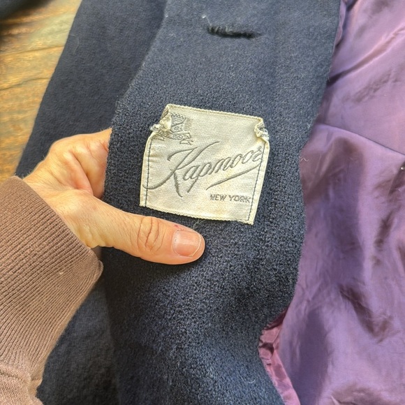 VINTAGE Kapmoor NY ILGWU union tag blue wool Swing coat ornate Asian buttons - Picture 3 of 16